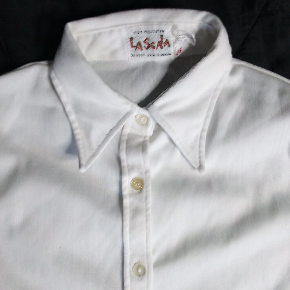 Vintage La Scala Polyester Disco Shirt White